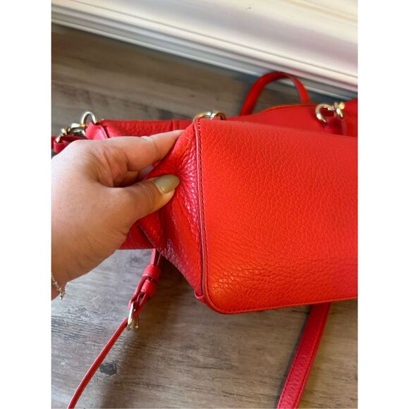 Coach Mini Ellis Tote in cardinal red pebbled leather career holiday minimalist - Picture 7 of 10